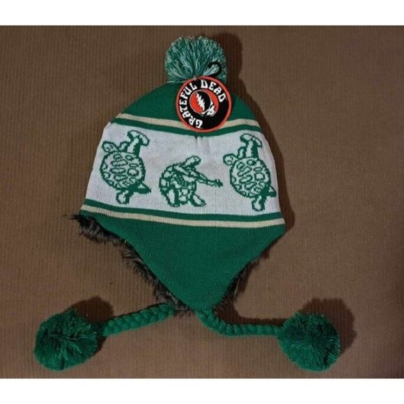 New Green Terrapin Station Grateful Dead Knit Adult Laplander Hat Winter Turtles - Picture 3 of 3